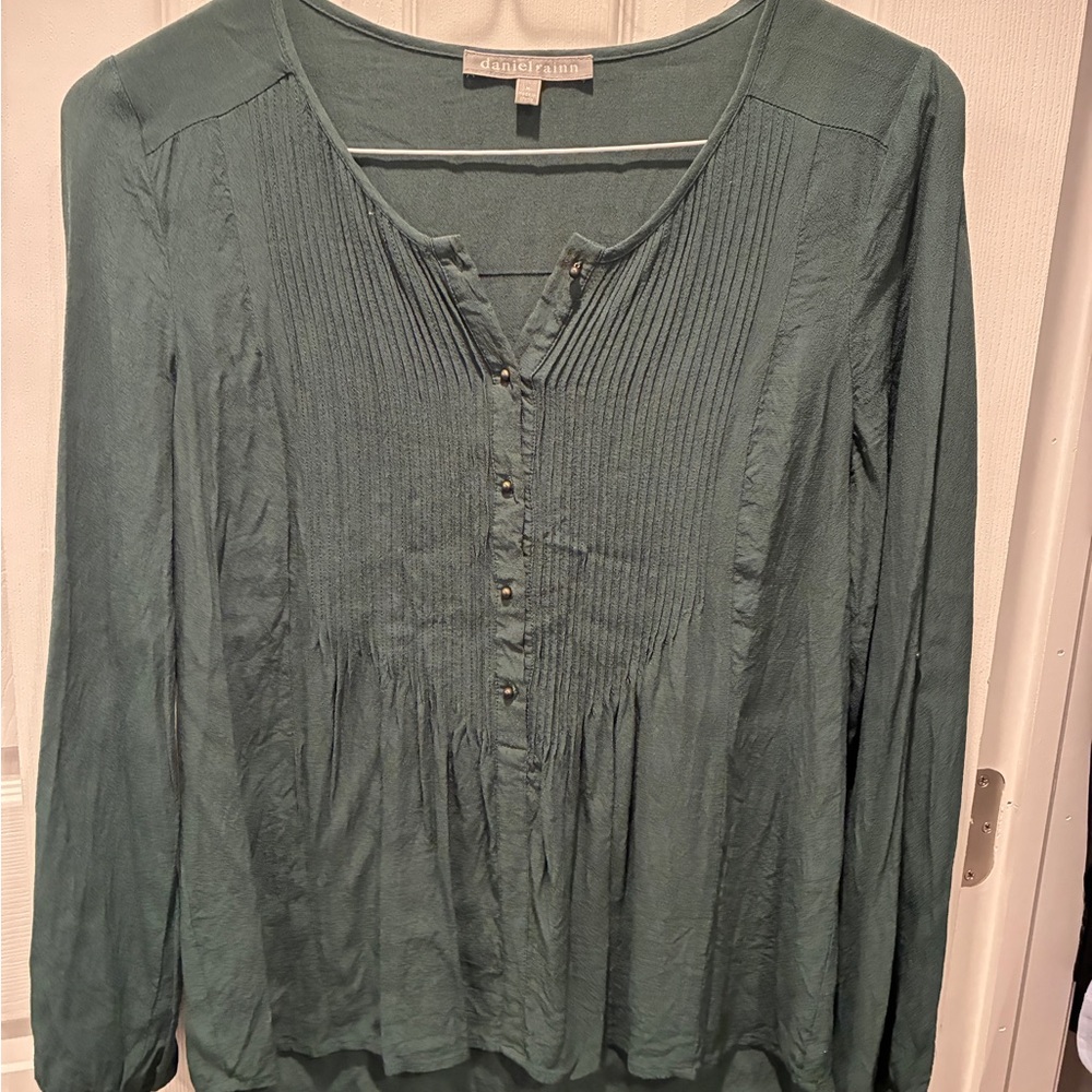 Green Blouse with Pintuck Details